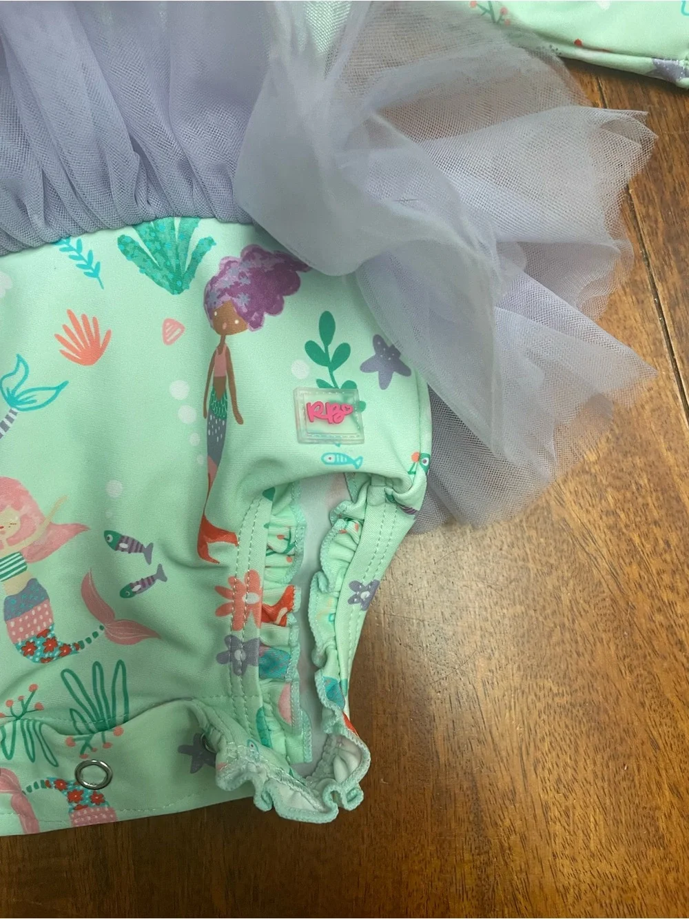 Baby Girl Mermaid Tutu Swimsuit Long Sleeve by rufflebutts size 0-3 months
